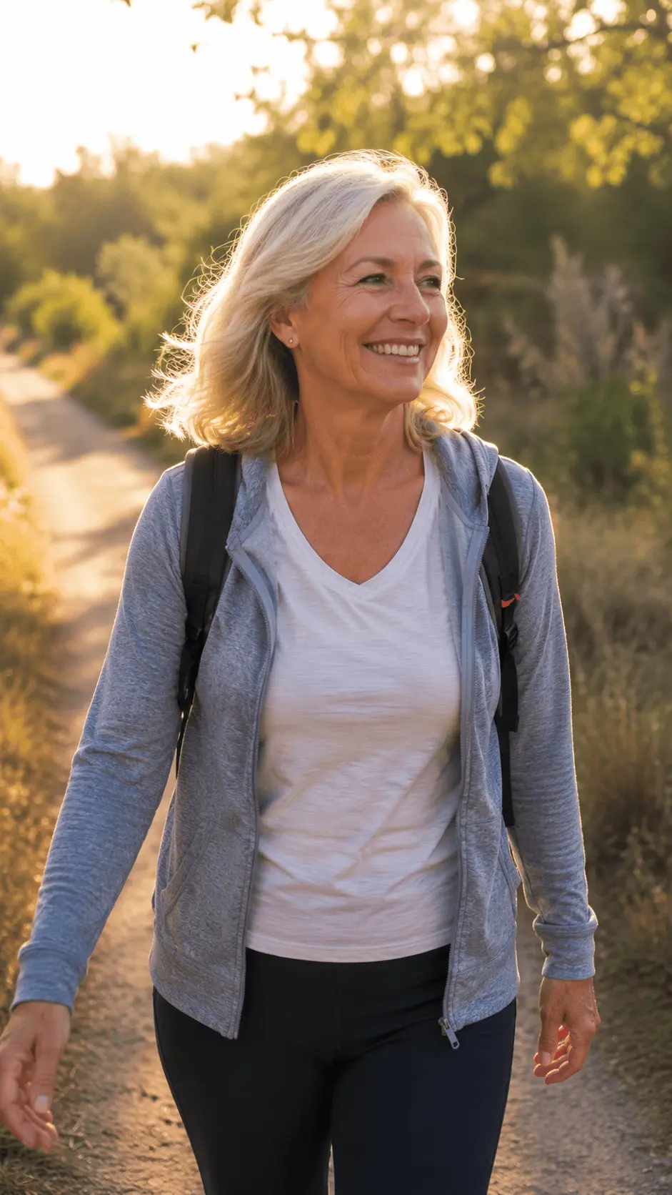 Happy woman smiling outdoors